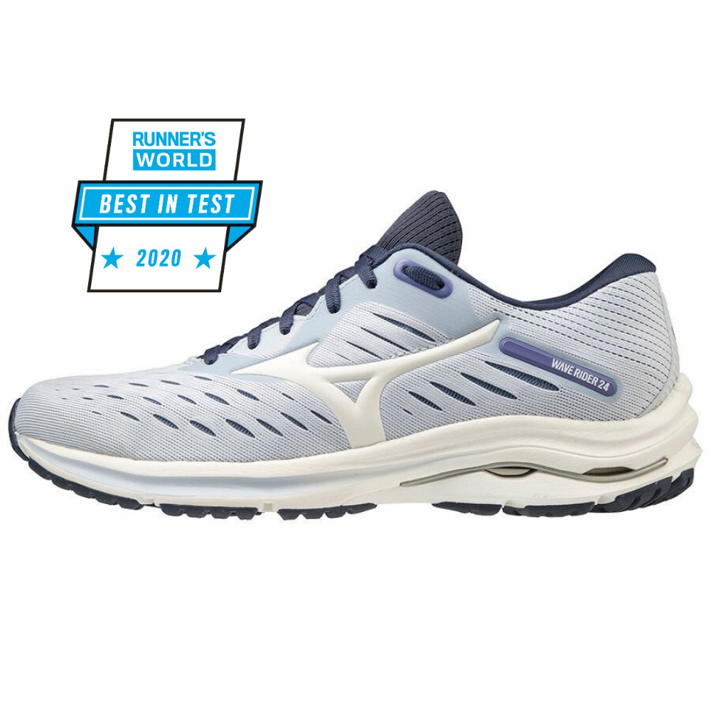 Scarpe Running Mizuno Wave Rider 24 Donna - Bianche/Indaco - 85704-YQIZ